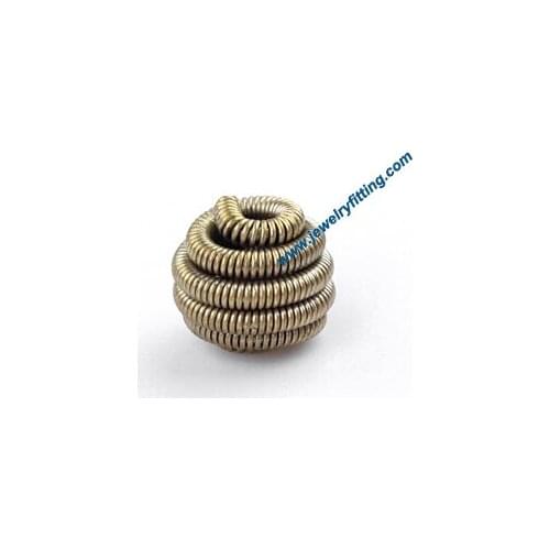 All kinds of jewelry findings supplier Raw brass color Round Coiled wire spherical beads 8mm