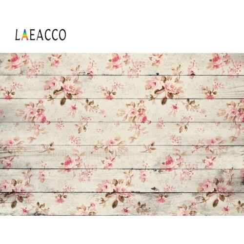 Laeacco Photo Backdrops Flowers Watercolor Planks Wooden Board Pattern Portrait Home Decor Photographic Backgrounds Photo Studio