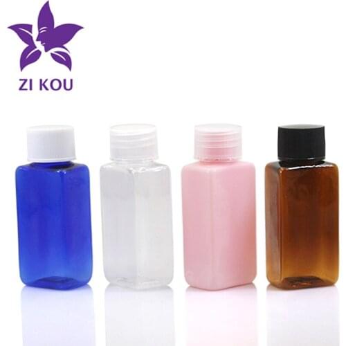 Hot-selling high-end low-cost travel 10pcs 50ml empty plastic square shape bottle, screw Top Cap For Cosmetic Bottle spray