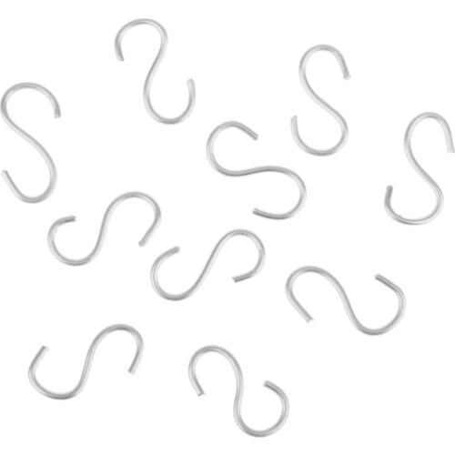 MagiDeal 10pieces 1/12 Dollhouse Mini S Hooks Key Connector DIY Craft Silver