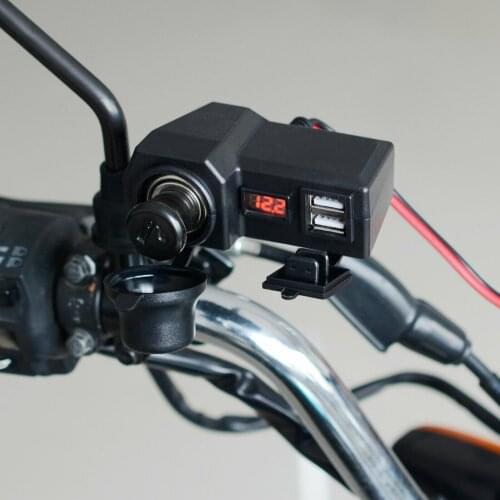 Motorcycle Multifunctional Dual USB Mobile Phone Charger Adapter With Voltmeter Silicone ABS Plastic Motorcycle Accessories