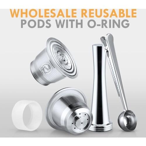 For Nespresso Refillable Capsule Coffee Filter Pod With Dosing Ring tamper nespresso capsule reutilisable