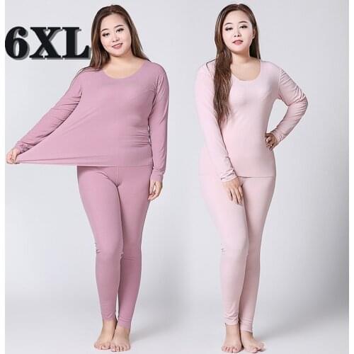 Underwear For Women Long Johns Plus Size 5xl 6XL Comfortable Lingerie Pajamas Tops Pants 2 Piece Set Spring New Free Shipping