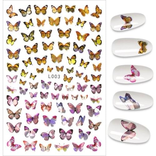 The New 3D Nail Sticker Butterfly Stickers For Nails Foil Holographic Design Nails Accessories Fashion Manicure Stickers