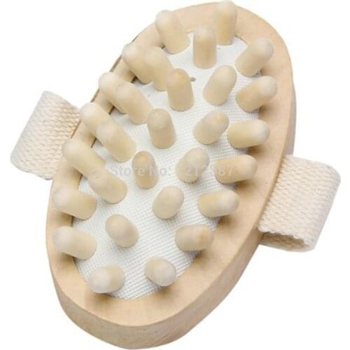 New Hand-Held Natural Wood Wooden Massager Body Brush Cellulite Reduction -15