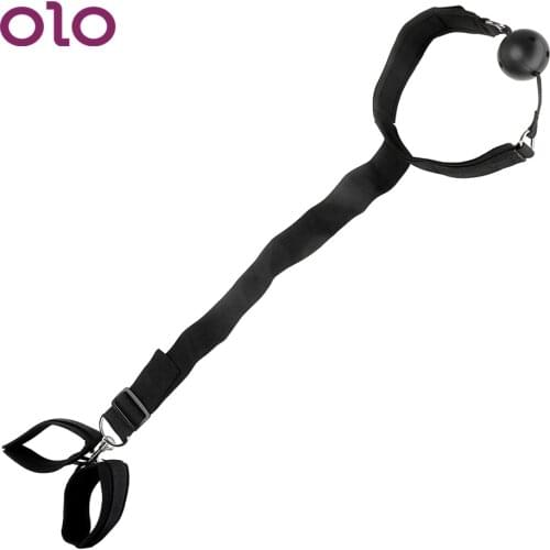OLO Restraints Mouth Gag Ball Mouth Stuffed With Hand Cuffs SM Bondage Oral Fixation Sex Toys for Couples Erotic Products