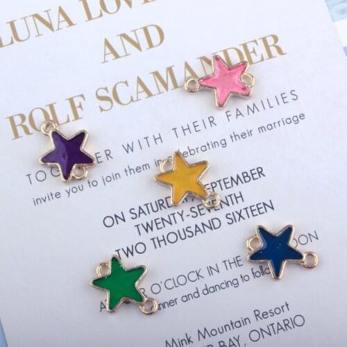 20pcs/lot Fashion Star Shape Lover Oil Drop Charms Alloy Charm Pendants Metal Enamel Charms For DIY Jewelry Making
