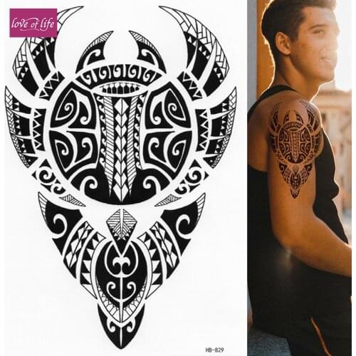 POLYNESIAN BULL TEMPORARY TATTOO, WARRIOR, TRIBAL MENS, WOMENS, MAORI, STICKER