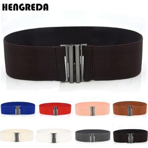 Waist Belt Women Wide Elastic Dress Belt 2019 Hengreda Accessories Stretch Elastic Wide Corset Waist Metal Buckle