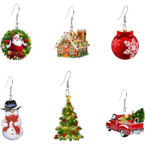 Santa Candy House Earrings Christmas Acrylic Truck Christmas Tree Christmas Ball Snowman Earrings