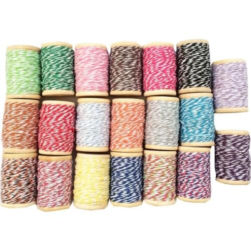 100pcs/lot thin Bakers twine 4 ply (35Yards/wooden spool) color cotton twine cotton rope 22kinds color you can choose