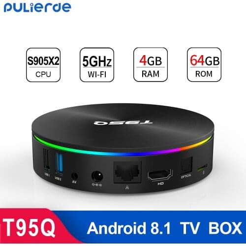 T95Q 4GB 64GB Android 8.1 TV BOX 4GB 32GB Amlogic S905X2 4K H2.65 1000M 2.4GHz/5GHz WIFI Smart Set-top box Media Player BT4.0