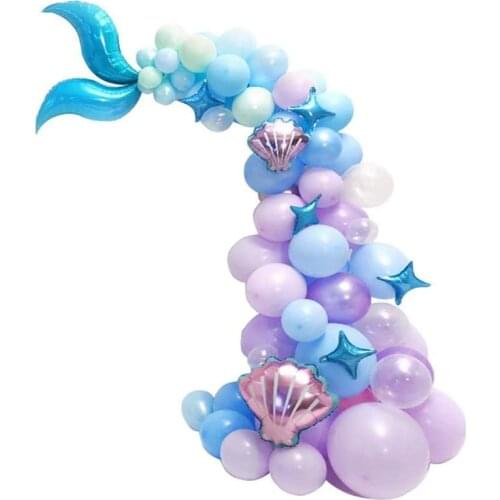 87PCS Mermaid Tail Balloon Garland Arch Mermaid Theme Wedding Birthday Baloon Birthday Party Decor Kids Baby Shower
