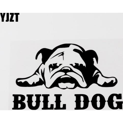 YJZT 15.2CM×9.6CM Funny Animal Bulldog Peeping Vinyl Car Window Sticker Decal Black/Silver 8C-0595