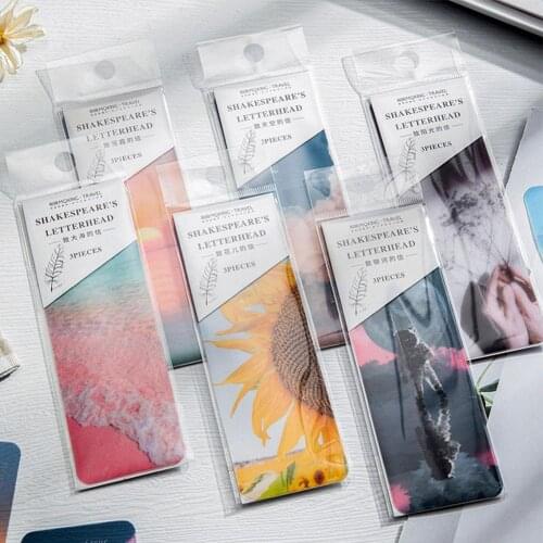 3 PCS Letters Series Bookmark PVC Matte Reading Book mark dusk galaxy sea Book Page Marker Stationery Supplies