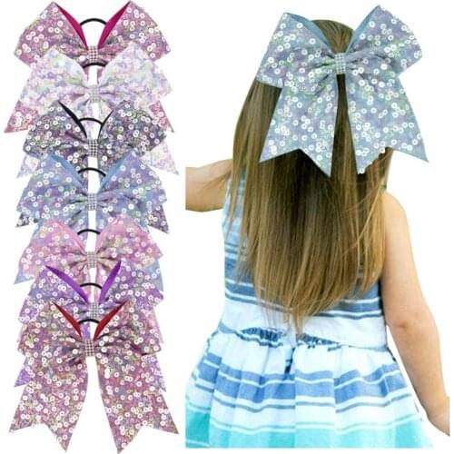 Girls Sequins Bows Elastic Hair Band Ties Scrunchies Woman Rubber Rope Bowknot Boutique Ponytail Holders Dance Accessories HC130