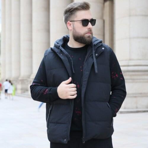 2018 Winter new Mens Large size XL-7XL 8XL 9XL 10XL Casual Warm Vest Fashion Loose Hooded Zip Pocket Black Vest