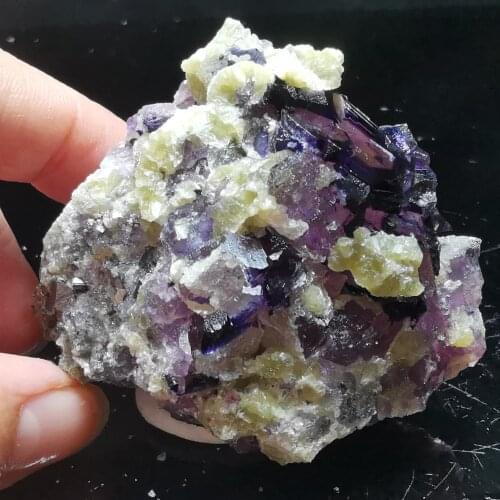 127.2gNatural rare purple fluorite arsenopyrite mica symbiotic mineral specimen healing energy home decoration QUARTZ GEM