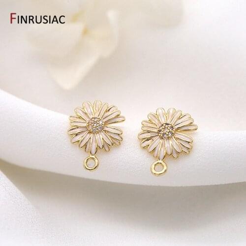 2021 NEW Beautiful Pink Enamel Daisy Earrings Accessories For Women DIY Jewelry, Earring Making Supplies