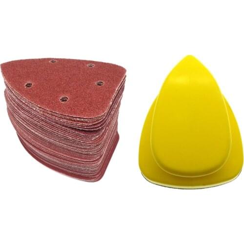 25 Pcs 135*90MM Assorted Triangle Sandpaper Flocking Sanding Disc Hook Loop With Hand Sanding Block Backing Plate Abrasive Tools