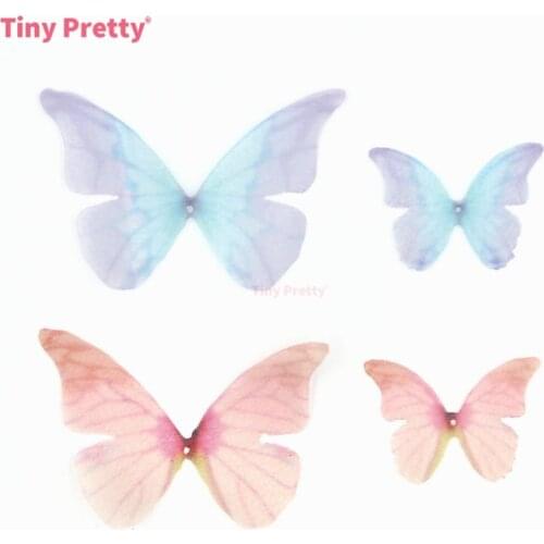 40PCS Gradient Color Organza Butterflies Chiffon Morpho Butterflies for DIY Hair Accessory, Wedding Decoration
