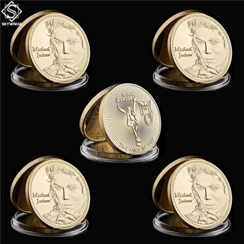 5PCS USA Super Music Star The King Of Pop Young Michael Jackson Gold/Silver Souvenir Coin