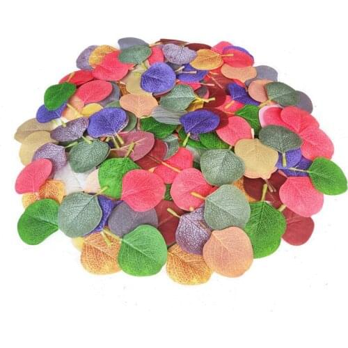 50Pcs Eucalyptus Leaves Silk Green Artificial Plants Table Home Decoration Fake Leaves Diy Scrapbooking Wedding Party Decoration