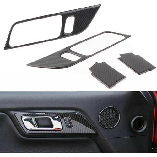 ABS Auto Interior Door Handle Frame Trim Sticker Decor for Ford Mustang 2015 2016 2017 2018 2019 Carbon Fiber Styling