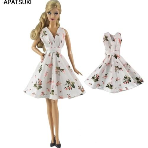 White Fashion Doll Dress for Barbie Doll Floral Outfits for 11.5" BJD Dolls Clothes for Barbie Dolls Accessories Kid Toys