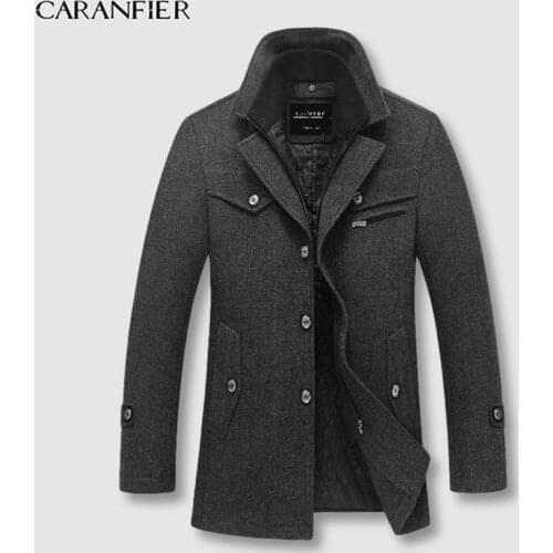 CARANFIER Mens Wool Coats