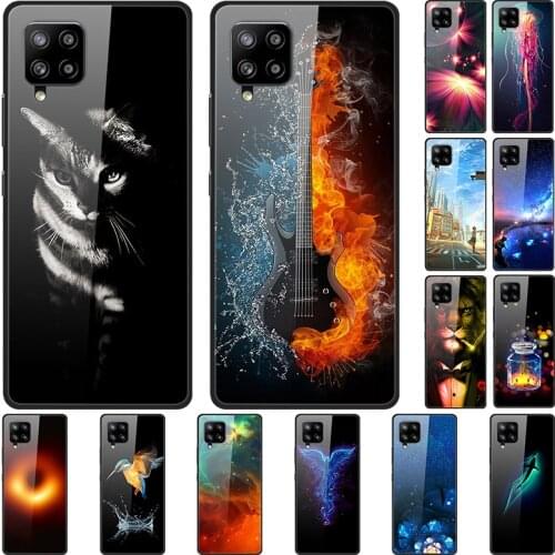 Tempered Glass Case For Samsung A42 5G Cases Cover Soft Phone Bumper For Samsung Galaxy A90 5G Back Covers SM-A426B A908B Funda