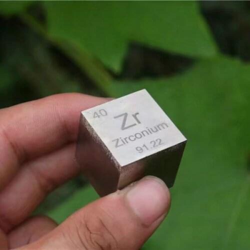 Zirconium metal in the periodic table- Cube Side length is one inch (25.4mm) and weight is about 105.15g 99.5