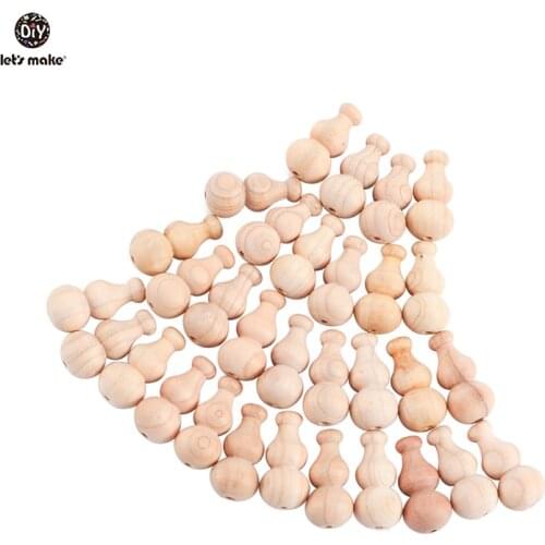 LetS Make 20Pcs Wood Baby Teether Gourd Beads 30mm Wooden Teether Toys Baby Teething Gourd Beads Dental Care