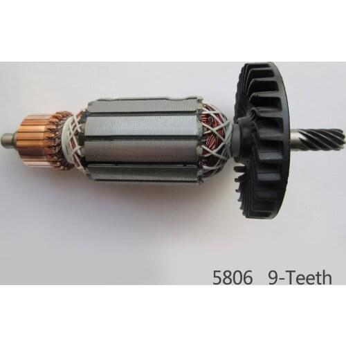 AC 220V 9-Teeth Drive Shaft Electric Circular saw cutting machine Armature Rotor for Makita 5806,Power Tool Accessories