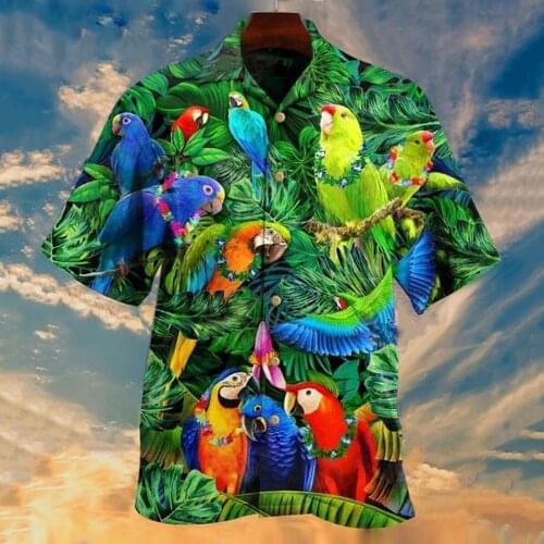 Tropical Print Shirts Hawaiian Men And Women Short Sleeve Turn Down Collar Casual Button Beach Shirts Tops Blouse Chemise Homme