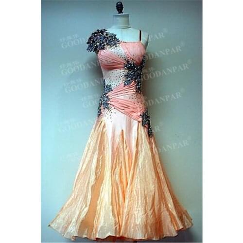 GOODANPAR Ballroom Dance Competition Dresses Sleeveless Sexy Stone Ballroom Dress Standard Stage Dance Wear Waltz Flamenco Tango