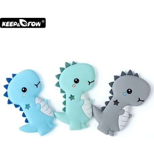 Keep&Grow 1pc Rodent Silicone Teether Cartoon Dinosaur Baby Teethers Teething Toy BPA Free Food Grade Silicone Teether Bead