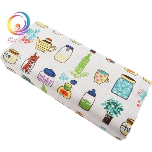 Haisen Bottle pattern Cotton Linen Fabrics For Quilting,Sewing,Sofa,Curtain,Bag,Cushion,Furniture Cover Decoration 50cm*145cm