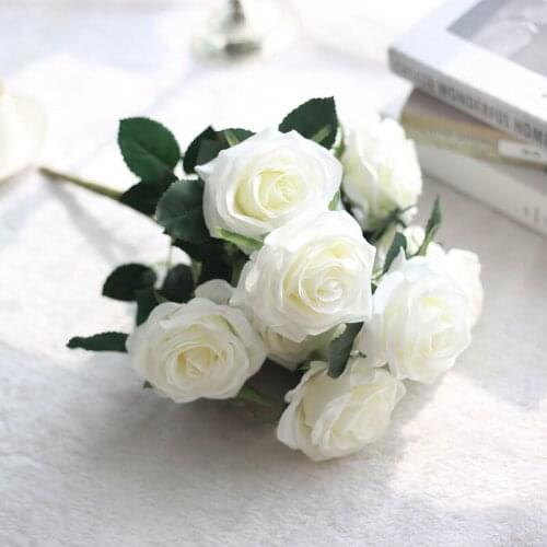 10 Heads Artificial Rose Flowers 1 Bunch Floral style Bouquet Fake Flower for Home Decoration Accessories Wedding Decor