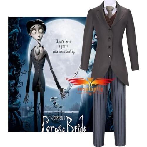 Anime Tim Burton Corpse Bride Victor Van Dort Cosplay Costume Men Uniform Suits XS-XL Jacket Pants Blouse Halloween Carnival