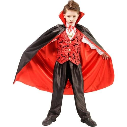 Scary Vampire Dracula Boys Fantasia Halloween Cosplay Carnival Party Kids Child Earle Dracula Gothic Vampire Costume