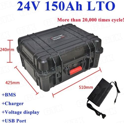 Lithium titanate 24V 150Ah LTO battery pack 20000 deep cycle with BMS for electric bike scooter Electric Wheelchair+10A Charger