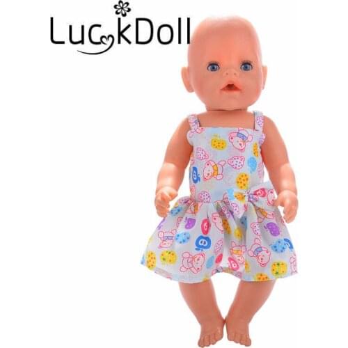 LUCKDOLL Summer Strapless Dress for 43 cm Doll or 18 Inch American Dolls Accessories for Dolls