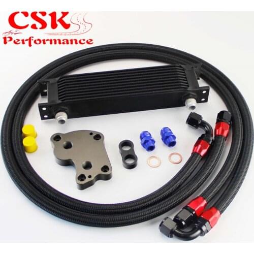 10 Row 248mm AN10 British Oil Cooler Kit Fits For BMW Mini Cooper R53 Supercharger Silver/Black