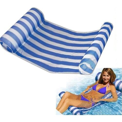 Swimming Pool Floats Air Mattress Inflatable Stripe Sleeping Bed Water Hammock Lounger Chair Float Swimming Pool Accessories