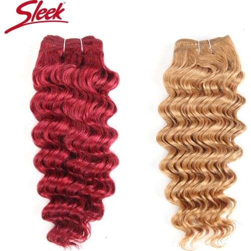 Sleek Nature Deep Wave 1 Piece Only Brazilian Deep Wave Bundles Human Hair Weave Deal #4 27 30 99J Burgundy Remy Hair Extension