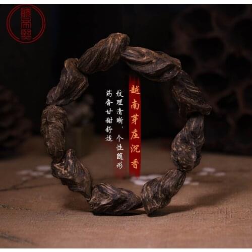 Natural Vietnam Nha Trang Keenan with shape agarwood Buddha beads fidelity deep water female and male Bracelet