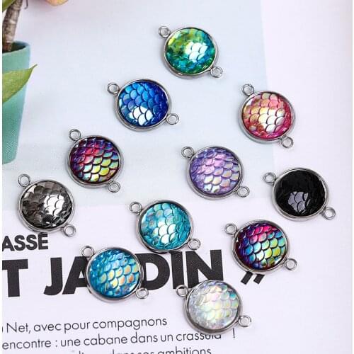 New model 10 pieces of 14 mm Mermaid tail resin pendant fittings suitable for necklace bracelet jewelry production of mixed colo