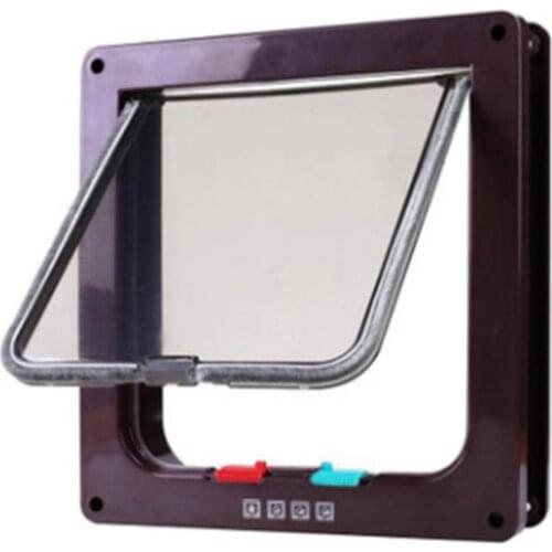 Flap Door with 4 Way Security Lock Dog Cat Flap Door for Dog Cats Kitten ABS Plastic Small Pet Gate Door Kit Cat Dogs Flap Doors