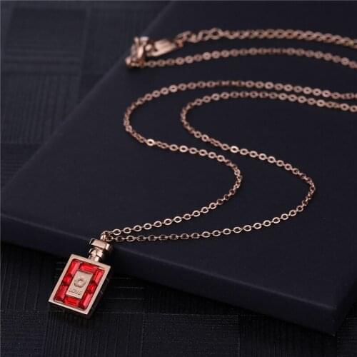 Stainless Steel Perfume Bottle Pendants Necklaces for Women Letter LOVE Cubic Zirconia Necklace Brand jewelry colar Z075